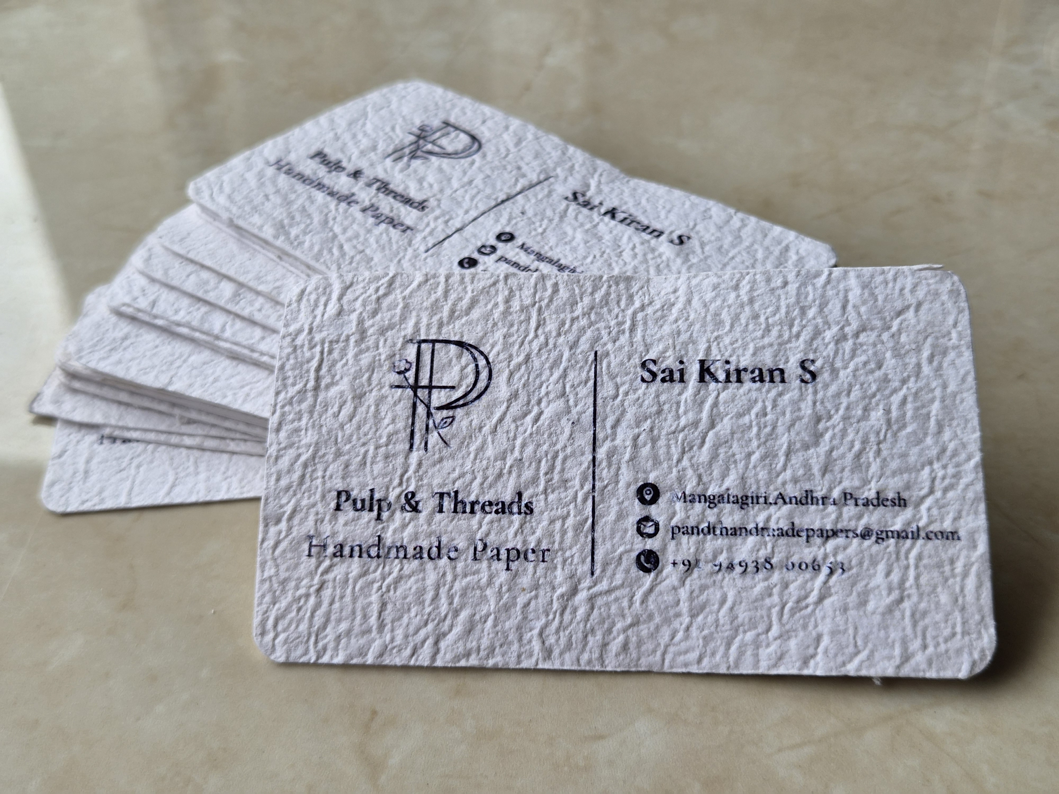 Handmade paper business cards — hero