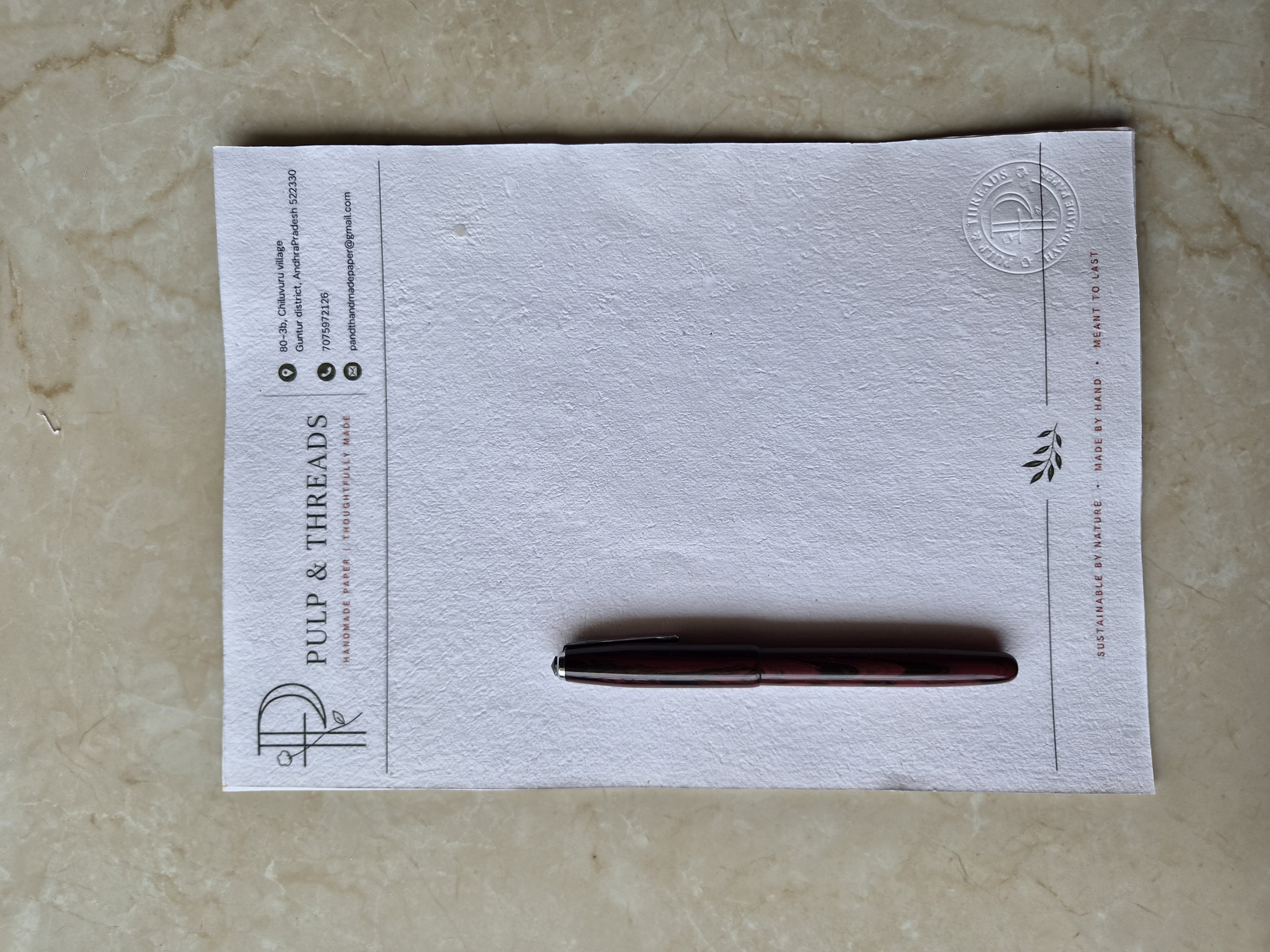 Handmade paper letterheads — hero