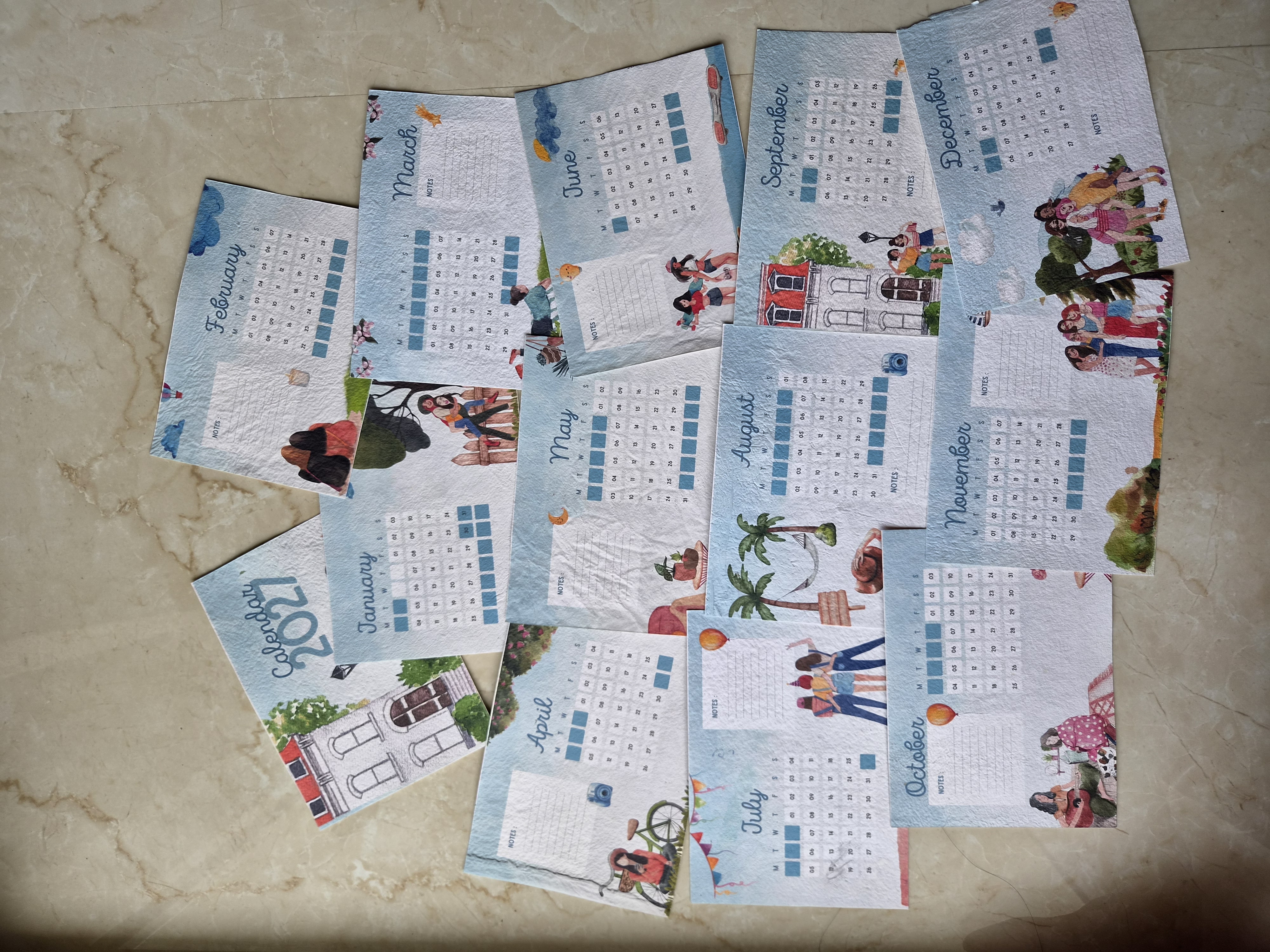 Illustrated 2027 handmade paper calendar — hero