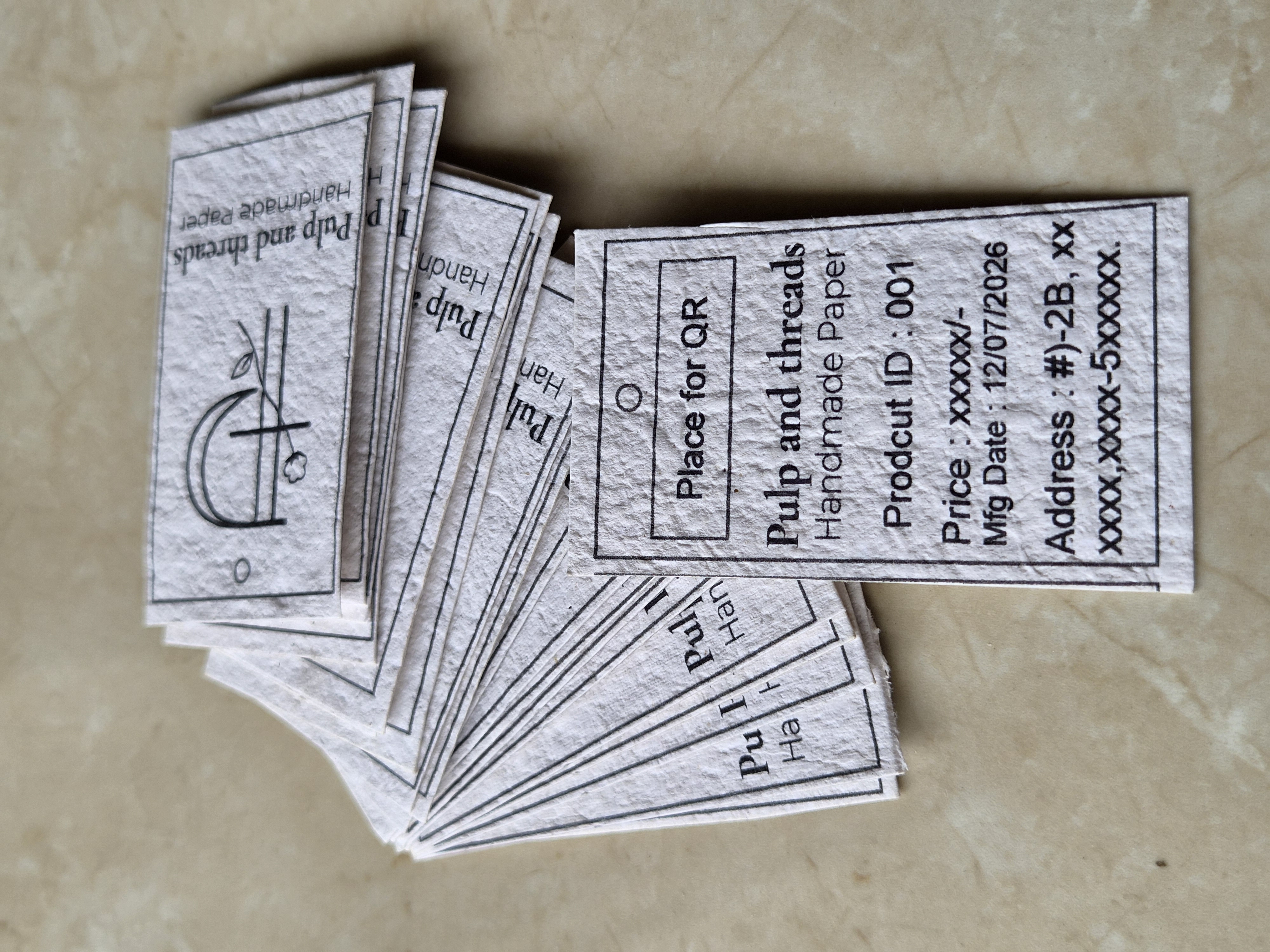 Handmade paper brand tags — overview